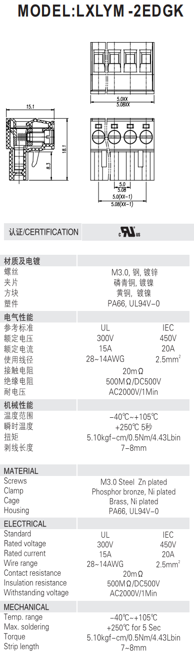 pitch:5.0/5.08mm