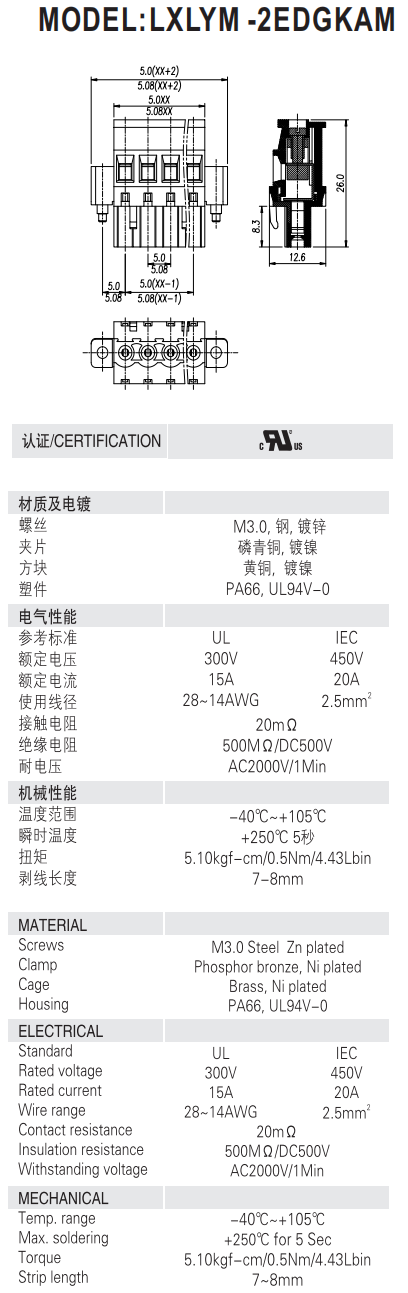 pitch:5.0/5.08mm