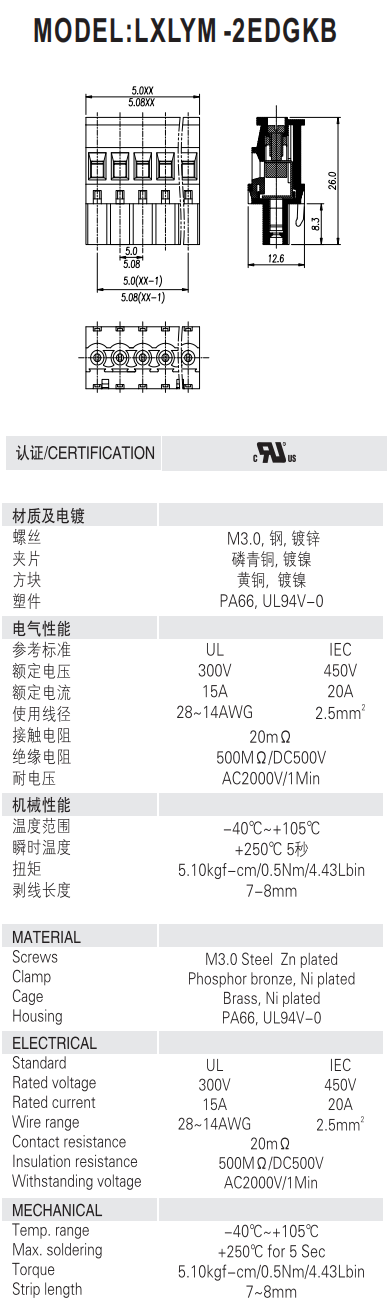 pitch:5.0/5.08mm