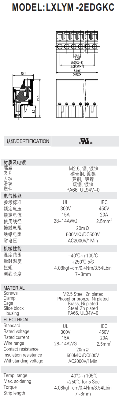 pitch:5.0/5.08mm